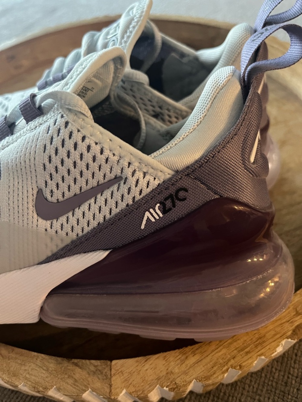 Nike Air Max 270 Sneakers in Light Gray and Purple - Picture 10 of 15